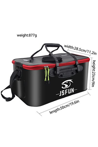 Choice دلو صيد JSFUN أسود 50 سم قابل للطي وسميك، دلو سمك حي بدون مضخة أكسجين ...