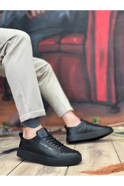 EBRUS TREND Ba104 Boa High Black Skin Black Sole Lace-Up Men's Shoes