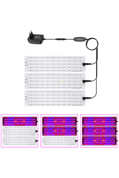 JGT مصباح LED ثلاثي الألواح كامل الطيف لنمو النباتات مع مؤقت تشغيل/إيقاف تلقا...