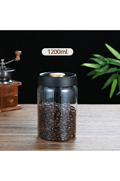 Choice Black-Gold-1200ml Press-type Coffee Beans Vacuum Sealed Tank Glass Foo...