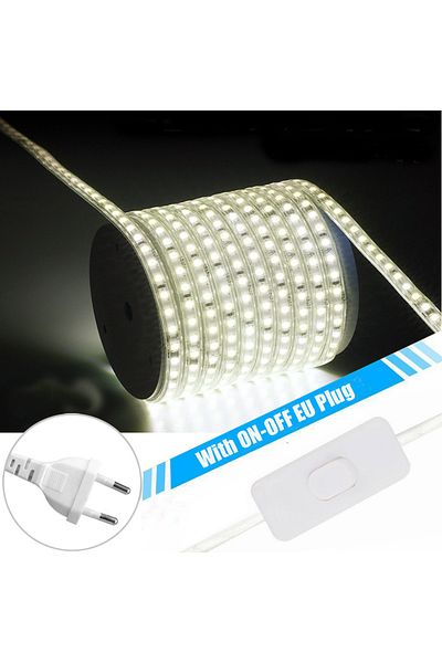 Choice 2m length AC220V EU Plug With Switch 4000K Ultra-thin Waterproof Led Strip Light 10cm Cut 220V 120LE