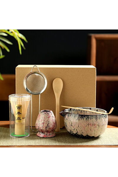 Choice3 Pink 6pcs 6PCS Japanese Matcha Tea Set Safe Bamboo Whisk Teaspoon Tea...