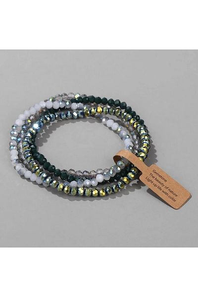 Choice ASL70055B 4 Pieces Set Faceted Glass Beads Stretch Bracelet AB Effected Glass Beads Multi Color Elas