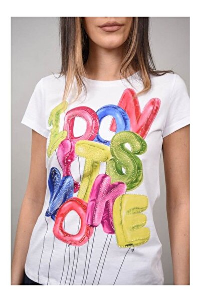 Monte Cervino TRICOU IMPRIMEU LITERE MULTICOLOR GUARENE Alb L-XL