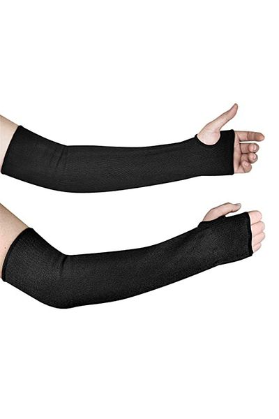 Choice Length-45CM Thumb Open-Black Level 5 HPPE Cut Resistant Arm Sleeves Anti-Puncture Labor Work Safety