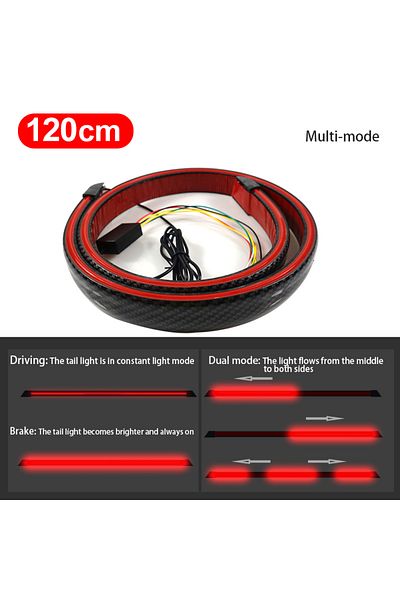 SEAMETAL 120cm Full Function SEAMETAL 120cm Led Spoiler Light Universal Carbon Fiber Car Rear Spoiler Flow La