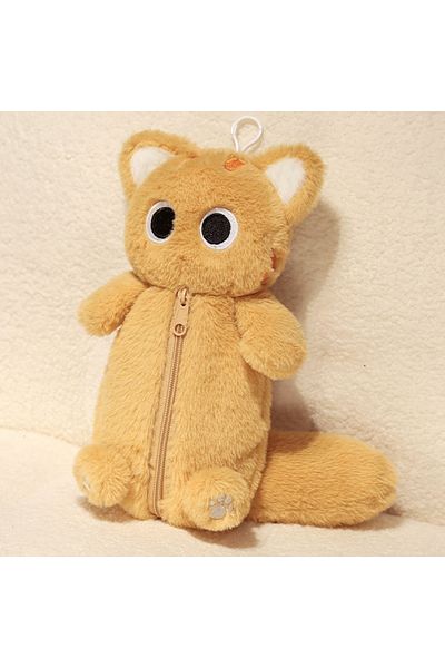 Choice Yellow Siamese Cat Plush Pencil Case Stuffed Animal Large Capacity Stationery Bag Cute Design Cartoo