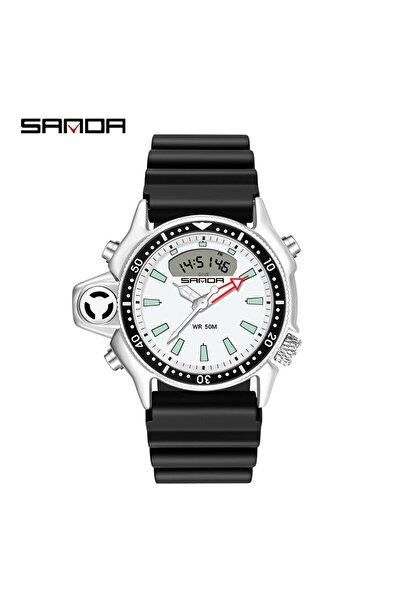 Choice رقم 3008 ساعة SANDA رياضية للرجال كوارتز رقمية بيضاء ساعات غوص إبداعية...