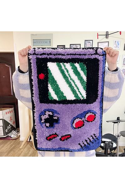 Choice 90X60CM Purple Games Console Tufted Rug Funny Childhood Memories Rug Cute Flocking Carpet Floor Pad