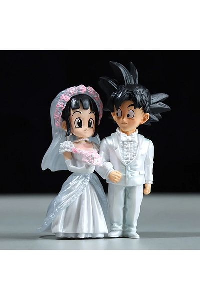 BANDAI No box Sun Wukong Qiqi 9cm/3.5 inches Dragon Ball cartoon characters Sun Wukong Qiqi wedding scene Q