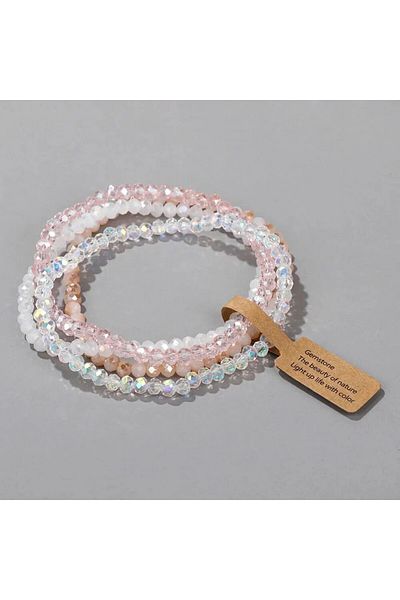 Choice ASL70055A 4 Pieces Set Faceted Glass Beads Stretch Bracelet AB Effected Glass Beads Multi Color Elas