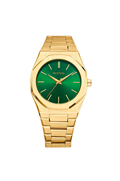 Choice ساعات رجالية فاخرة فريدة من نوعها باللون الأخضر الجني من سبائك الفولاذ مع ساعات كوارتز بميناء خط بسيط للأعمال