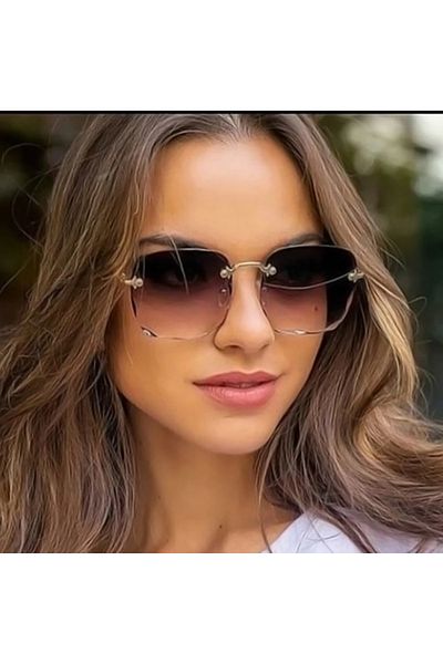 Choice نظارات شمسية بيضاء C3 2023 مربعة بدون إطار للنساء من تصميم فاخر، نظارات شمسية صيفية حمراء أنيقة G