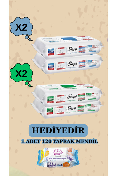 Sleepy Mop Beyaz Sabun 2 Paket Çamaşır Suyu 2 Paket (200 Yaprak)