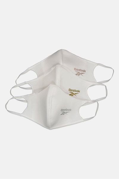 Reebok Unisex 3 Pieces Brand Logo Large Face Mask, White