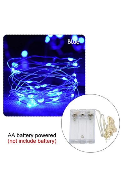 MeeToo 10m blue 10M 5M 3M 2M Copper Wire LED Tinsel Garland Battery Powered Fairy LED String Lights for Hol