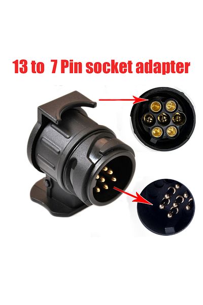 Choice Durable 13 To 7 Pin Plug Adapter Trailer Connector 12V Towbar Towing Waterproof Plugs Socket Adap...