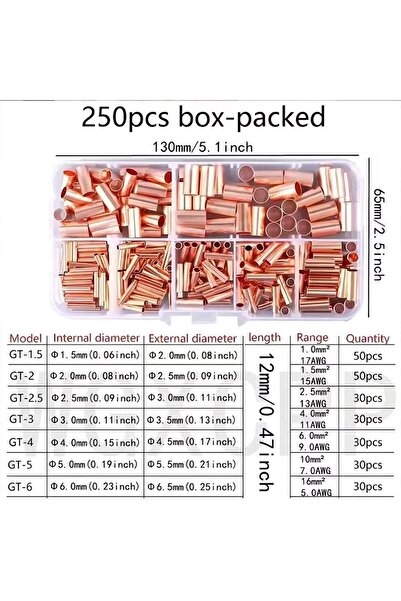 Choice1 طقم مكون من 250 قطعة، طقم مكون من 250 قطعة من أطراف الأسلاك، موصلات نحاسية مقاس 7، موصلات كهربائية غير معزولة