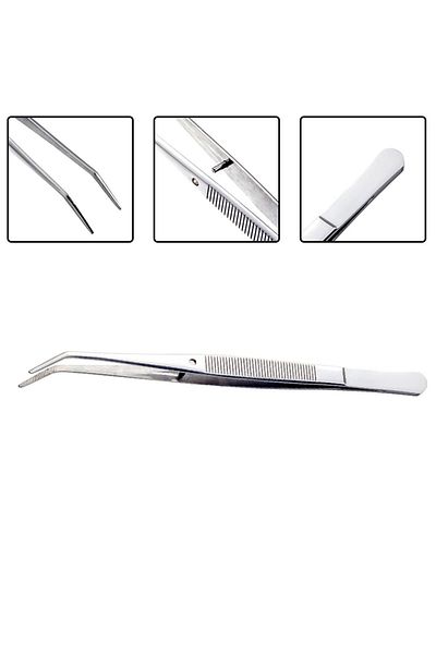 Choice Stainless Steel Tweezers With Curved Pointed Nail Art Tweezers For Picking Rhinestones 15.3cm Med...