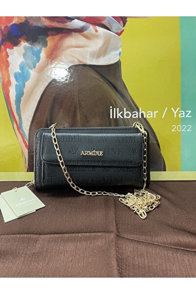 Armine Zippered Shoulder Bag Black Strap Bag