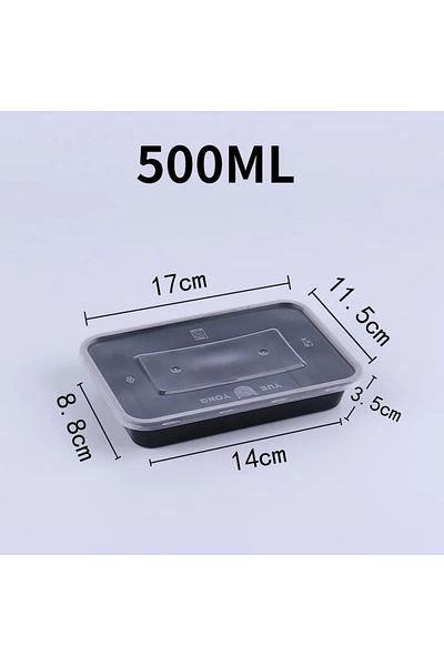 Choice 500ml 10pcs 10pcs Plastic Disposable Food Containers Black Take Out Containers With Lid For Salads S