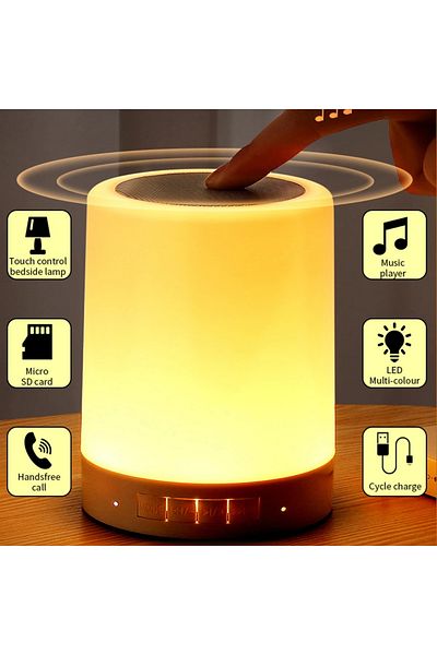 Choice Red LED Touch Bedside Charging Night Light RGB Dimming Colorful USB Rechargeable Speaker for Home De