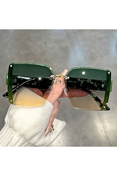 Choice Green Oversized rimless for women men casual gradient fashion Anti gla...
