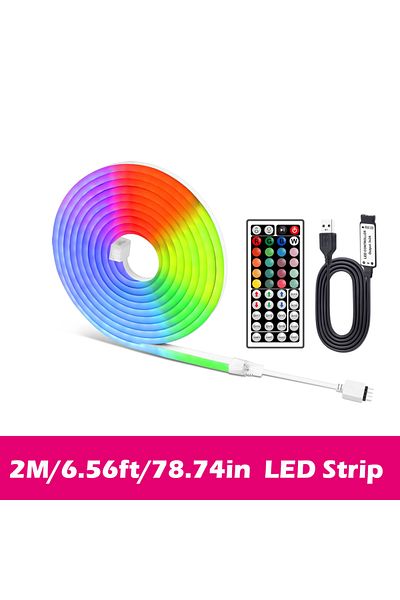 Acosh neon 2m 5M RGB LED Neon Rope Light with Remote Control, USB 5V RGB Color Changing Neon Flex Strip Lights