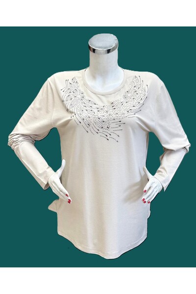 Gündoğan Πολυτελής πέτρα με κέντημα από βαμβακερό χτενισμένο ύφασμα