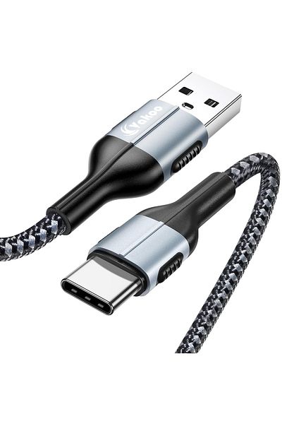 Vakoo USB C cable, nylon, gray/black, 1 m