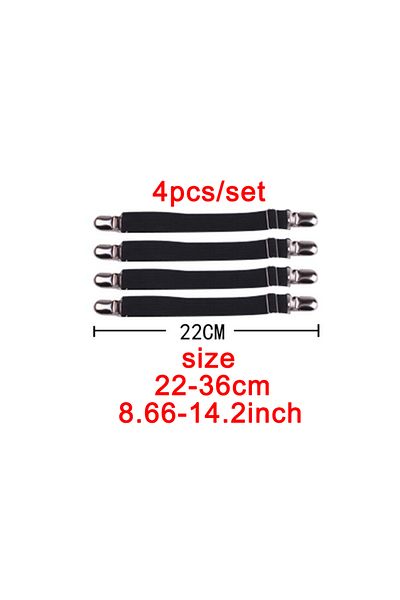 Choice 22cm-black 4pcs/set Elastic Bed Sheet Strip Fastener Bed Sheet Grippers Belt Adjustable Mattress Cov