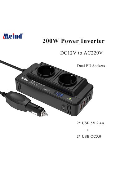 Meind black Highly recommend Meind 200w car inverter 12v to 220v power inverter for car