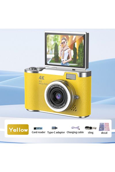 Choice With 32GB TF Card Yellow Digital Camera 8X Digital Zoom Vintage Vlog Video Recorder 180° Flip Screen