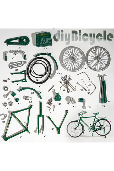 Choice دراجة هوائية خضراء محاكاة ريترو 28 نموذج دراجة معدنية مصبوبة إبداعي DI...