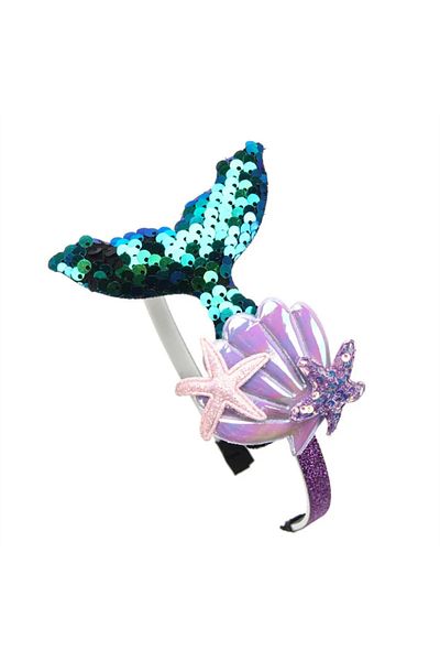 Choice yh5010green Girls Hairbands Mermaid Headwear Color Sequin Shells Shiny Princess Sweet Children's Hai