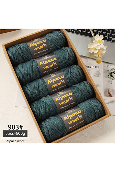 Choice 903 زهرة زرقاء 500 جرام صوف الألبكة 245 غزل حياكة سميك متعدد الألوان خ...