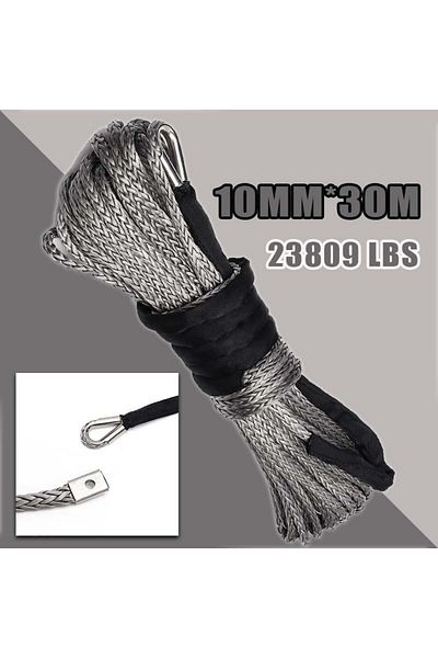 HulitTop 2/5" x 100ft 23000LBS Car Synthetic Winch Rope Line Grey Recovery Cable 4WD ATV Heavy Duty Rope W...