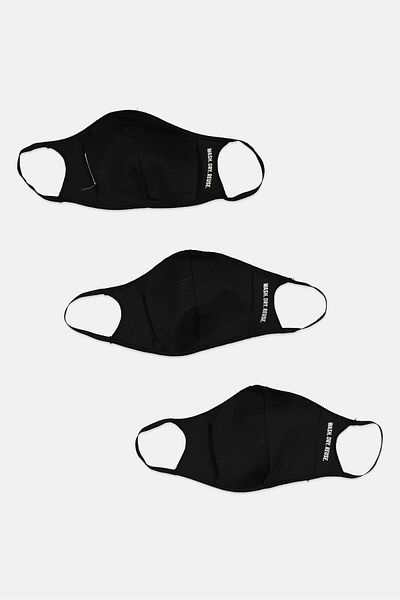 Reebok Men 3 Pairs Brand Logo Facemask, Black