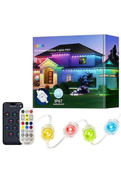 Choice 45m 90leds Eu Plug Bt Remote Control 100ft 60 Leds Permanent Outdoor Lights Smart Rgbic Eaves Led Li