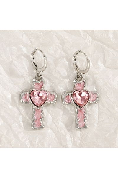 Choice 01 Goth Vintage Cute Bowknot Pink Strawberry Heart Star Pendant Earrings Egirl Gothic 2000s Y2K EMO