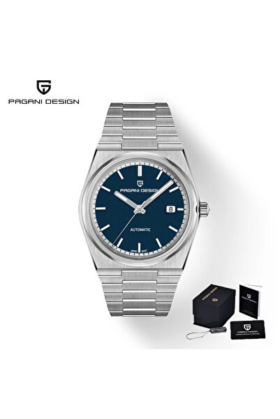 Choice ساعة باجاني ديزاين فضية زرقاء بتصميم ميوتا 8215، ساعة رجالية أوتوماتيك...