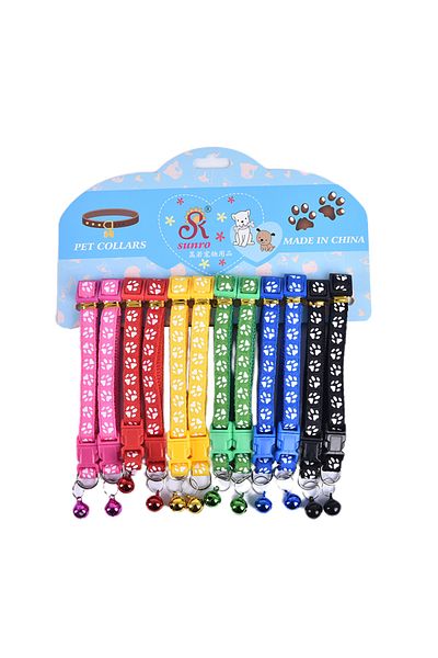 Choice 12Pcs 6 Colors 12Pcs Cute Cat Collar With Bell Adjustable Kitten Safety Collar Necklace Black Blue R