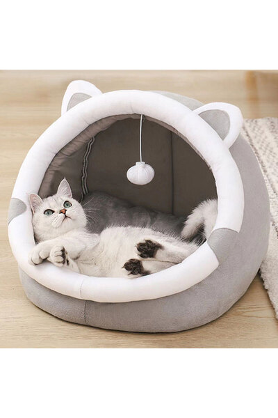 Choice L (42x42x35cm) Gray Cute Cat Bed for Indoor Small and Large Cats Dog Tent Soft Pet Kitten House Cozy