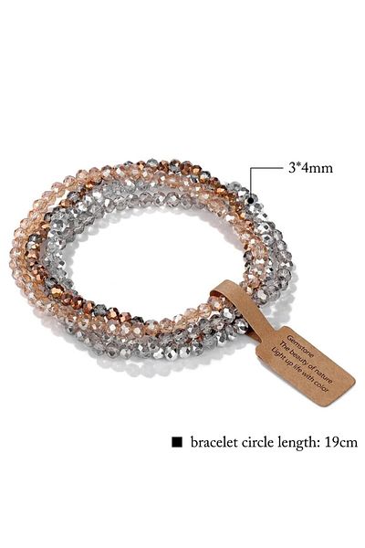 Choice ASL70055D 4 Pieces Set Faceted Glass Beads Stretch Bracelet AB Effected Glass Beads Multi Color Elas