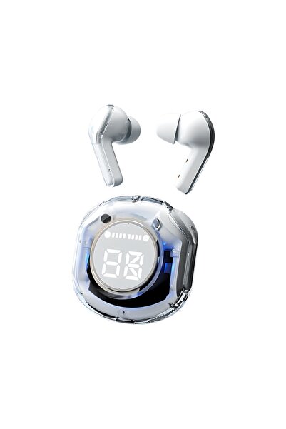 Choice سماعات أذن بلوتوث T8 PRO Tws بيضاء شفافة مع شاشة رقمية LED لاسلكية داخ...