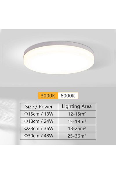 Choice Cold White 23CM-36W black Circular LED Ceiling Light Bedroom Balcony Indoor Lighting Cold White Warm