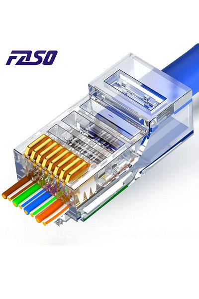 Choice 50pcs FASO 50/100 PCS RJ45 Pass Through Connector 23AWG Cat6 Cat5e RJ45 Modular Plugs Gold Plated 8P