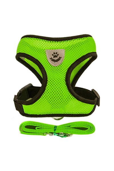 Choice S(1.5-2.5 kg) Green Pet Harness Adjustable Vest Walking Traction Rope Set for Dog Collar Breathable