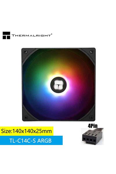 Choice مروحة تبريد وحدة المعالجة المركزية Thermalright TL-C14CW-S مقاس 140 مم و4 سنون PWM و1500 دورة في الدقيقة عالية الأداء A-RGB كما هو موضح في الصورة