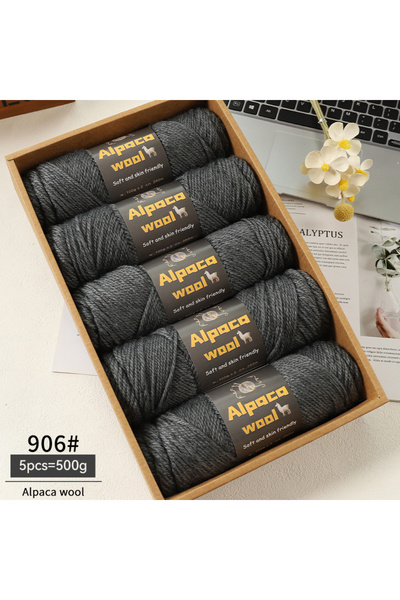 Choice 906 غزل حياكة سميك من صوف الألبكة 500 جرام من القنب الرمادي الداكن 245...